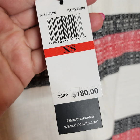 NWT Dolce Vita Cutout Sleeveless Fringe Red white black stripe mini dress xs - Picture 3 of 15